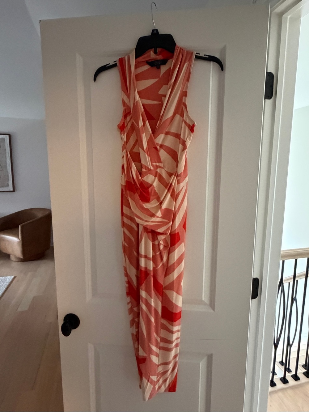 Rachel Roy Surplice Pink Palm Midi Dress XS